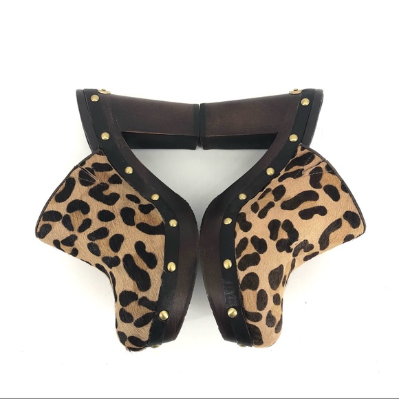 Vince Camuto Porsha Leopard Calf Hair Mules Clogs - Picture 4 of 9